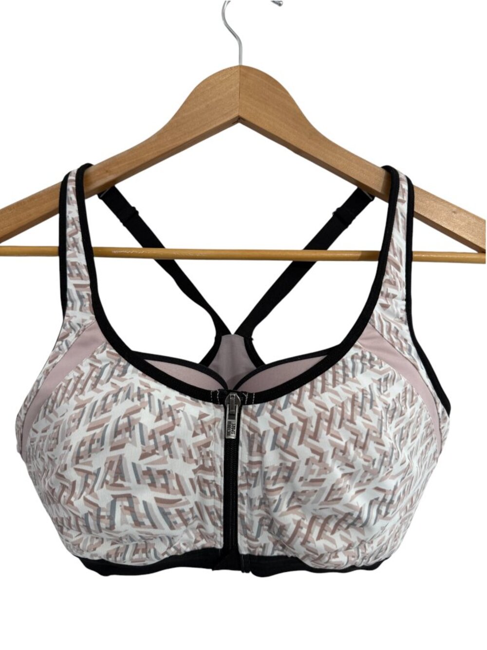 Victoria Sport Knockout Front Zip Sports Bra 32DDD Printed Crossover Back